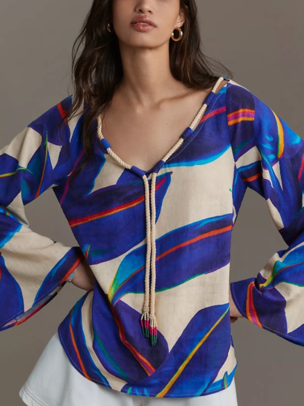 FARM Rio for Anthropologie “Neon Jungle” Rope-Tie Blouse – NWT – XXS